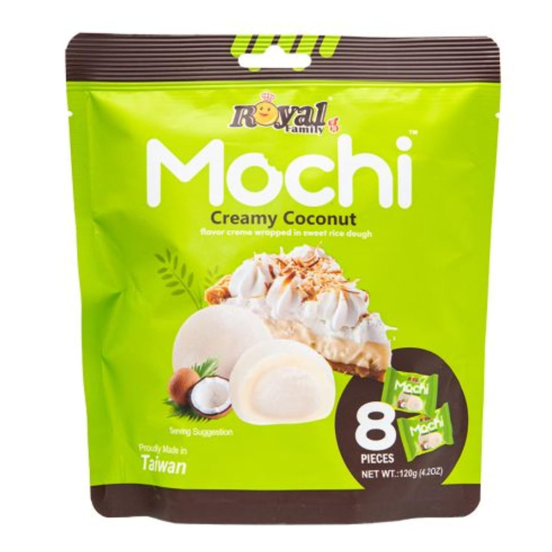 Royal Family - Mochi Creamy Coconut Wrapped In Sweet Rice Dough 8 Pieces, 120g (Imported-Taiwan)