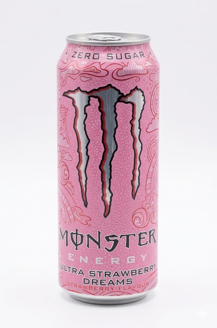 Monster Energy Ultra Strawberry Dreams, Zero Sugar, Strawberry Flavour, with Taurine, Ginseng, Caffeine, L-Carnitine and B Vitamins, 500ml