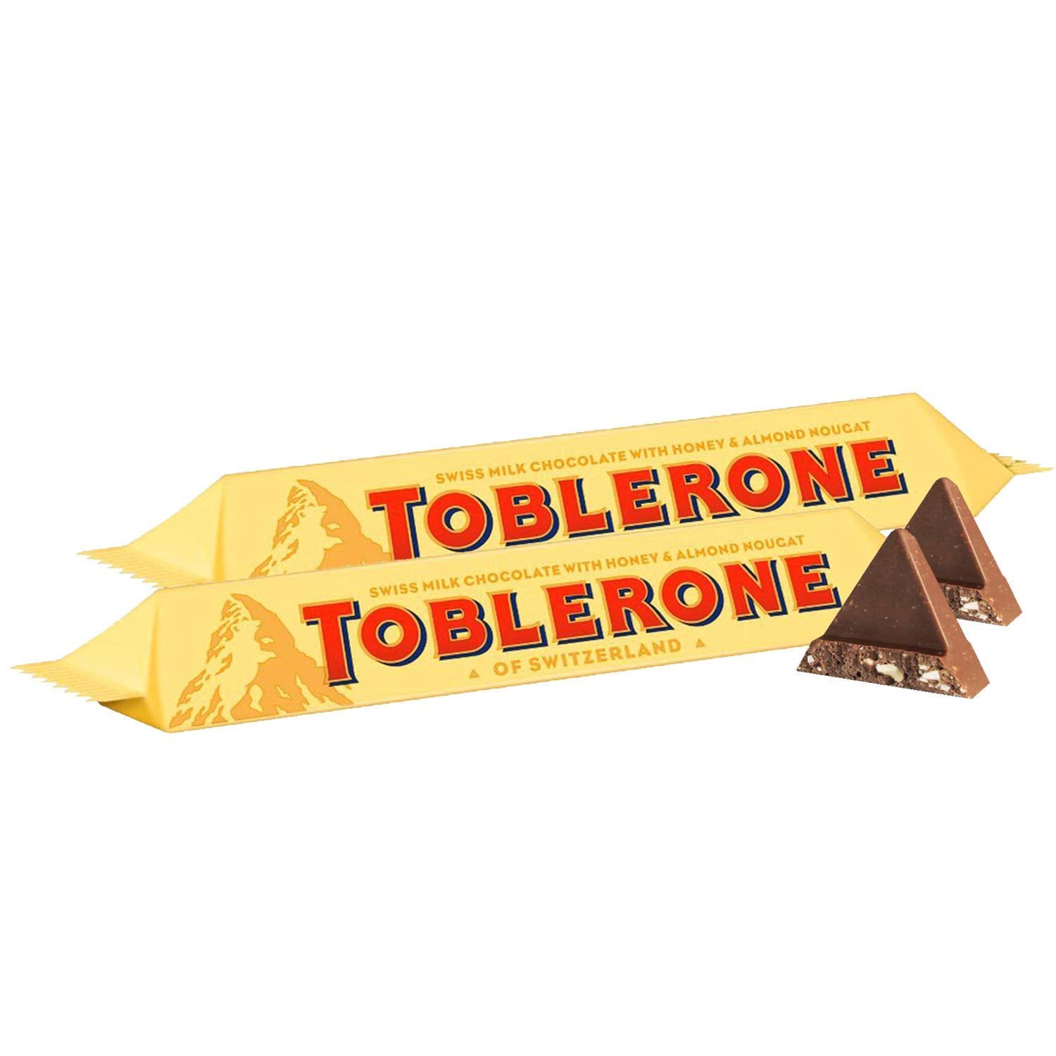 Toblerone Of Switzerland Milk Chocolate With Honey And Almond Nougat - 2 Pack Pouch, 2 X 100 Gram
