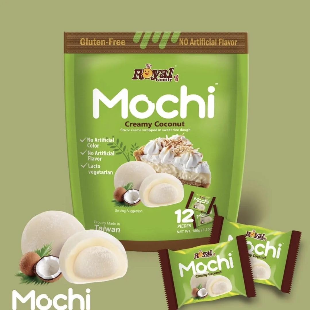 Royal Family - Mochi Creamy Coconut Wrapped In Sweet Rice Dough 8 Pieces, 120g (Imported-Taiwan)