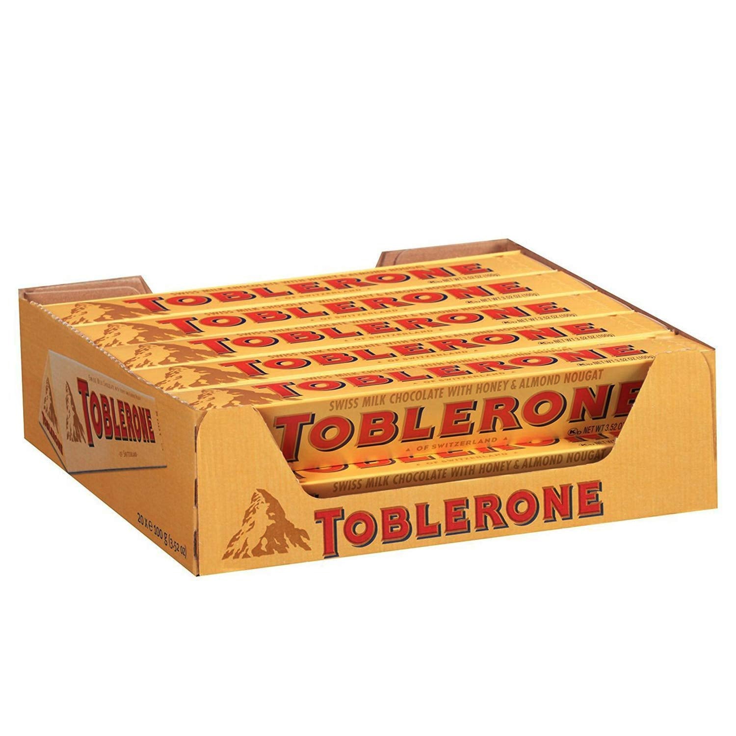 Toblerone Of Switzerland Milk Chocolate With Honey And Almond Nougat - 2 Pack Pouch, 2 X 100 Gram