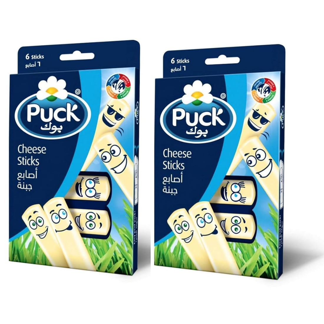 Puck Cheese Sticks 6 Pieces (Pack Of 2) 108g By COUGAR | Creamy & Mild Cheese Snack | Fun Stick Shape for Kids | Quality Milk | Perfect for Lunchboxes, Snacks & On-the-Go Eating | Imported Dairy Product - (Imported-DEN)