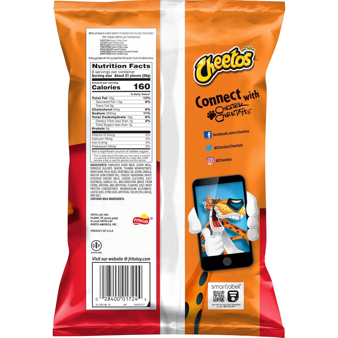 Frito Lay Cheetos Crunchy Cheese Flavored Snack, 8 oz ℮ 226.8 g