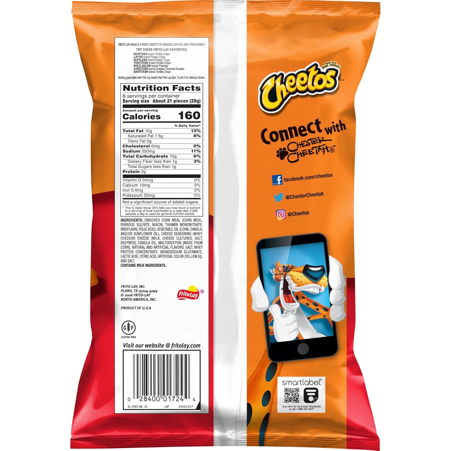 Frito Lay Cheetos Crunchy Cheese Flavored Snack, 8 oz ℮ 226.8 g